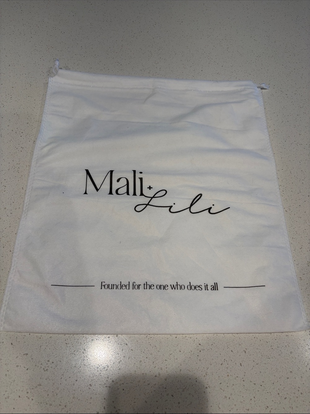 Mali + Lili White Drawstring Dust Bag
